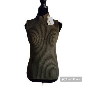Elie. Tahari Green Knit Sleeveless Small Top